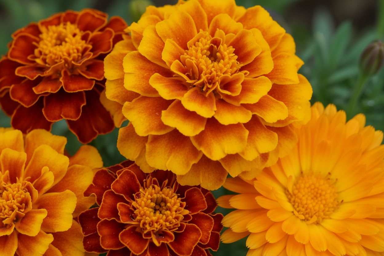 a close up of marigold/calendula flowers
